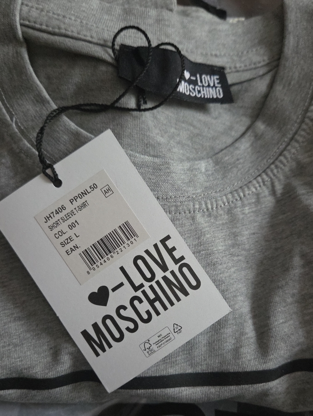 Love Moschino Grey and Black Logo Short Sleeve Tee
